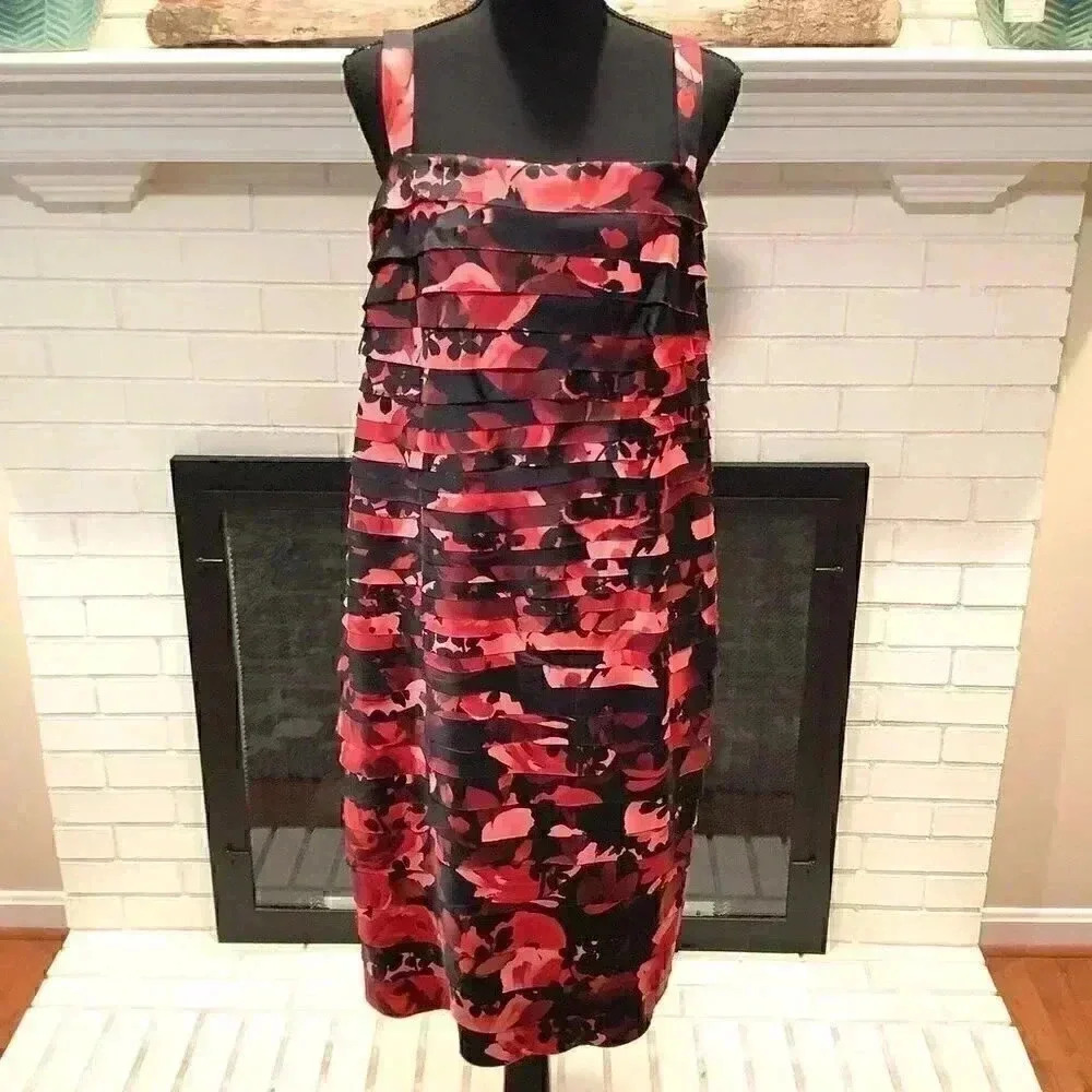 #215 Dress barn Woman Red Layered Dress Size 18